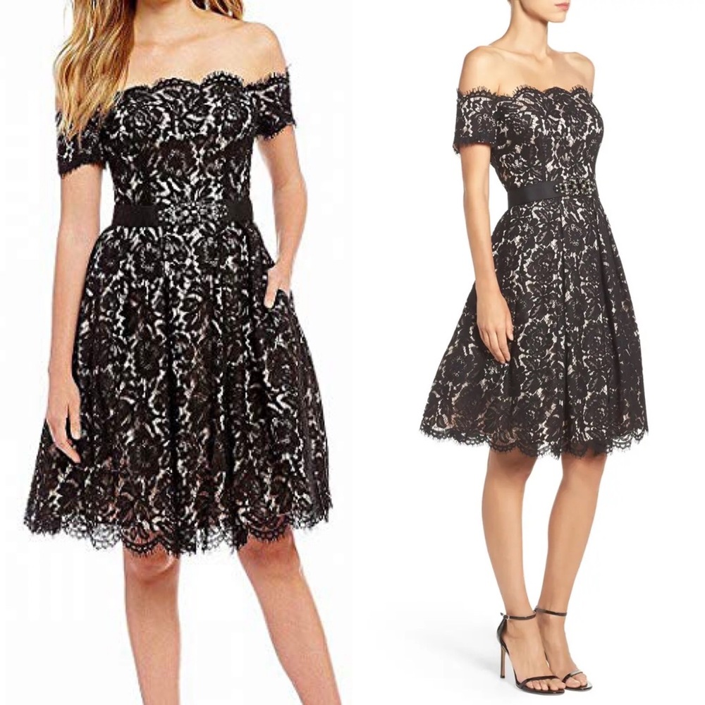 ELIZA J Lace Jewel Belt Cocktail Dress